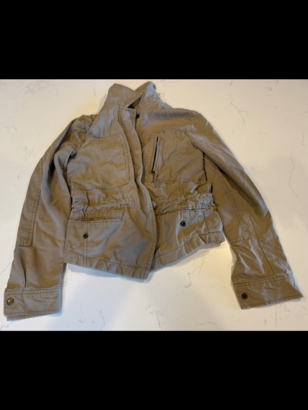 Gap Women’s XS Taupe Military Utility Jacket Drawstring Waist Pockets